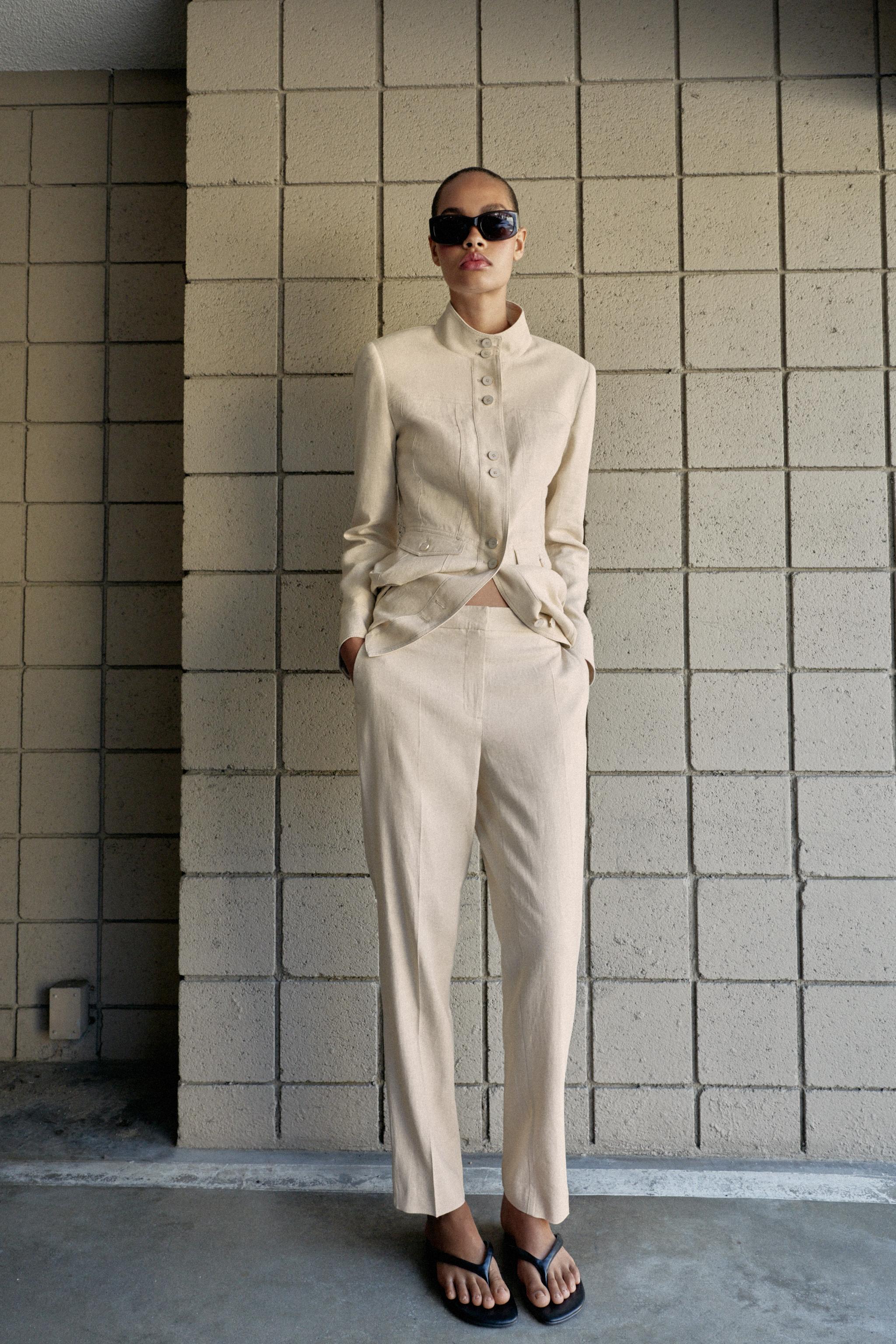 SLIM FIT LINEN PANTS